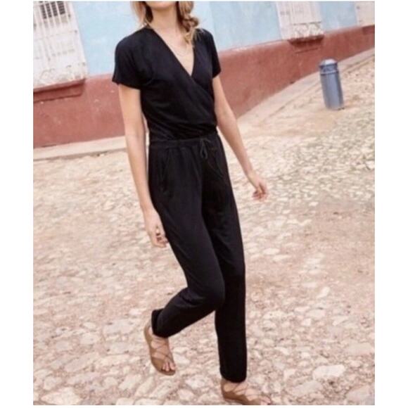 Boden Black Jersey Surplus Wrap Jumpsuit US Size 4 PP6290 - Picture 1 of 5